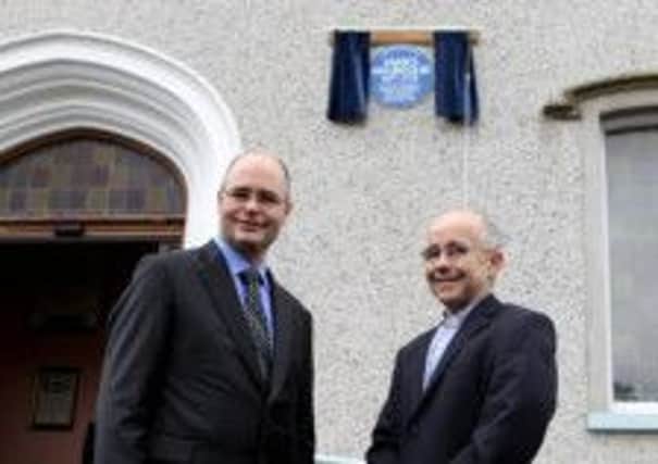 A Blue Plaque to James McGregor (1677-1729) is unveiled at Aghadowey Presbyterian Church by the U.S.Consul General for Northern Ireland, Gregory S. Burton and the Minister of Aghadowey Presbyterian Church, Rev. Robert Kane. Pic Steven McAuley/Kevin McAuley Photography Multimedia
