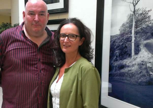 Fergal Kearney and Siobhan Doherty of Aware Defeat Depression Chief Executive at the opening of the photographic exhibition in The Bridewell, Magherafelt.