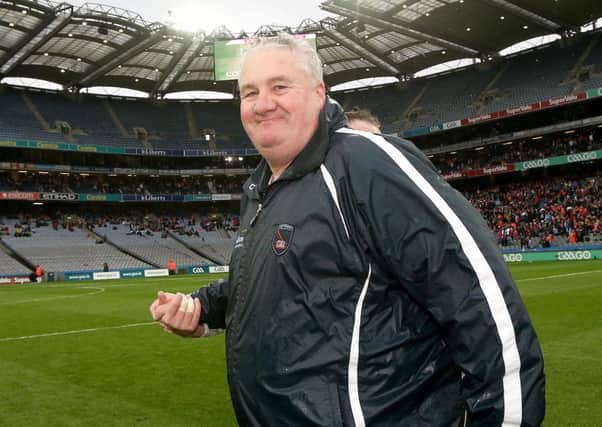 Armagh manager Paul Grimley celebrates after beating Meath.
