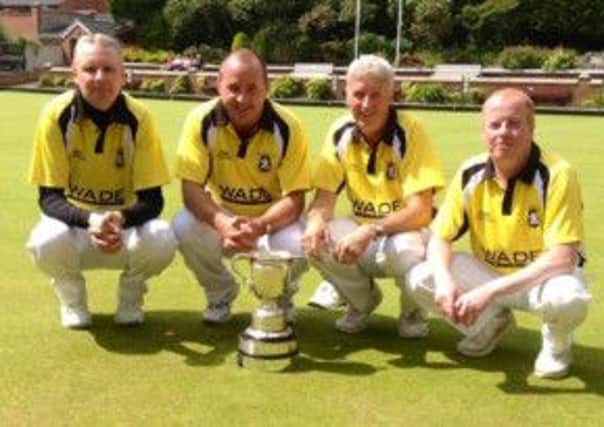 Dunbarton bowlers Michael Higgins, Andy Hughes, DJ Wilson and Myles Greenfield, who won the PG Fours tournament.