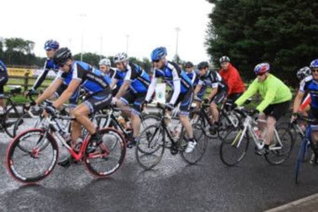 Cyclists head off from Coleraine Rugby Club for the Bann Wheelers Causeway Charity Sportif. Picture by Ken Cox