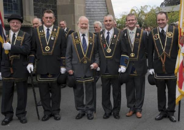 Largymore Royal Black District Chapter No 9 colour party and district office bearers pictured at the Relief of Derry Service at Christ Church Parish.