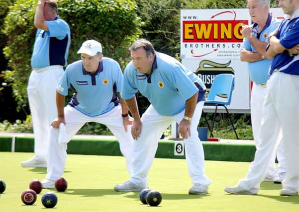 Ballymena Junior players will their bowl closer to the jack during their semi-finals match at Old Bleach. INBT 33-853H