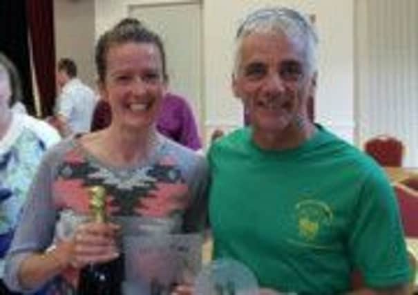 Gillian Wasson winner of the Ladies' Race and Gerry O'Doherty, first M55 at the Lurig Challenge.