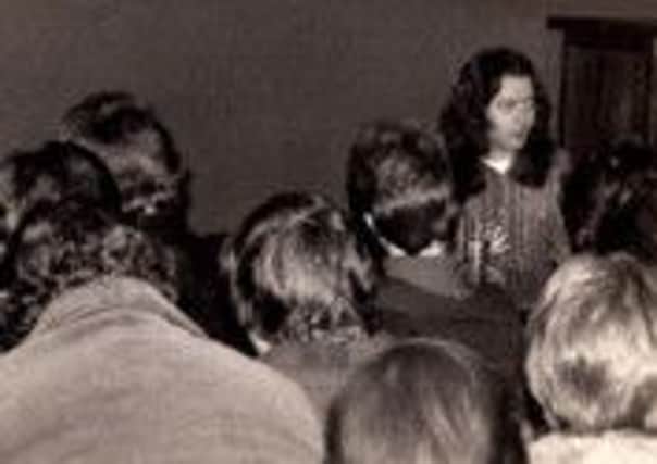 Rory Gallagher pictured at a seminar in the YMCA Wellington Place just before his gig in the Ulster Hall in 1979.  INLT 33-688-CON