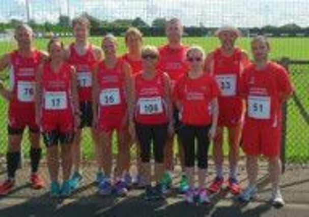 The Sperrin Harriers team at the recent Ballinderry 5k and 10k