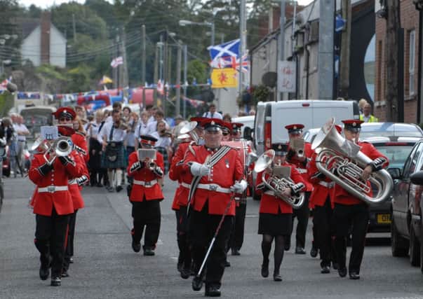 Magheramorne Silver Band marching in the Broadisland Gathering. INLT 36-376-PR