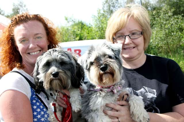 "Millie" met "Millie" at Bark n the Park with owners Denise Walsh and Jackie Kerns who all enjoyed the good weather for the outside event. INBT 33-862H