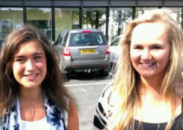 Ballyclare High School students Yasmin Wilson and Ruth Jenkins (Head Girl) were delighted with their A Level results.
