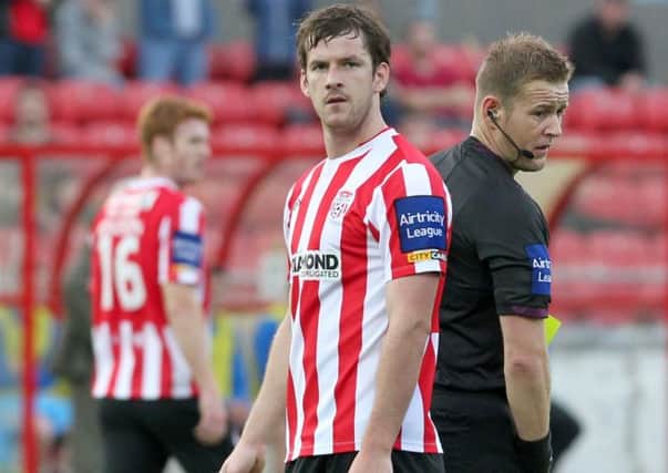 Derry City's Ryan McBride is a doubt for tomorrow night's game with Cork City because of a toe injury. Picture by Margaret McLaughlin