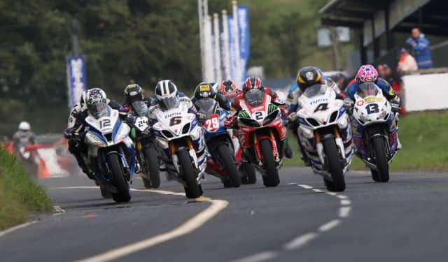 Action from the Dundrod 150 races at the Metzeler Ulster Grand Prix on Thursday.
