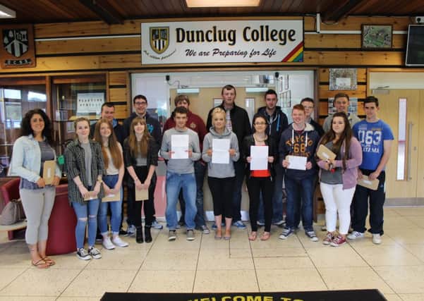 Dunclug College pupils celebrate 'A' level successes.
