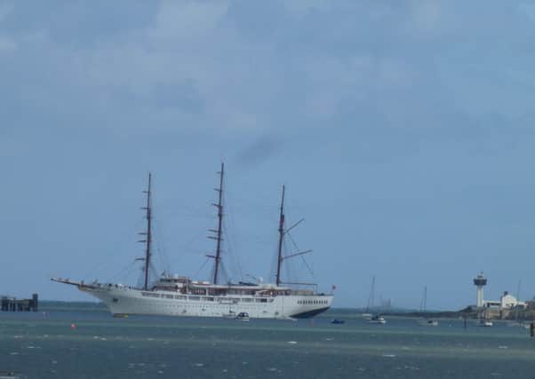 "Sea Cloud II" made an unscheduled stop at Larne Harbour on Monday. INLT 34-670-CON