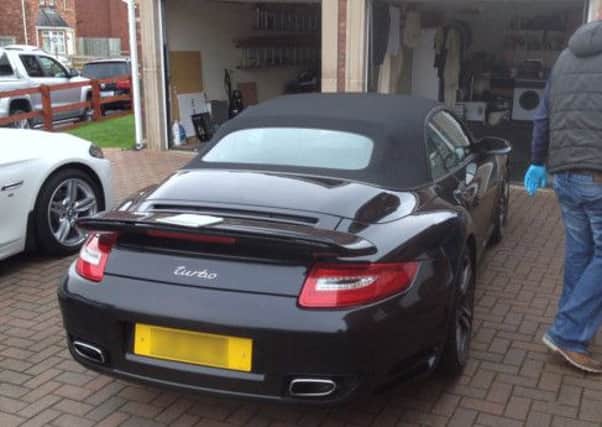 A Porsche car seized in Ballymena by police on Thursday.