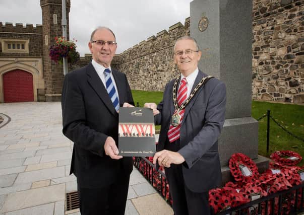 Mayor of Antrim, Councillor Brian Graham and Chairman of the Resources Committee, Councillor Roy Thompson launch a programme of events to mark 100 years since the beginning of World War One. The programme includes talks, film and theatre highlighting local connections and historical landmarks of the Great War.  Event brochures are available from Council facilities or by logging on to www.antrim.gov.uk. Details can also be found in the new What's On guide.  Tickets can be booked through the box office on 028 9446 3113 or online at www.antrim.gov.uk/boxoffice