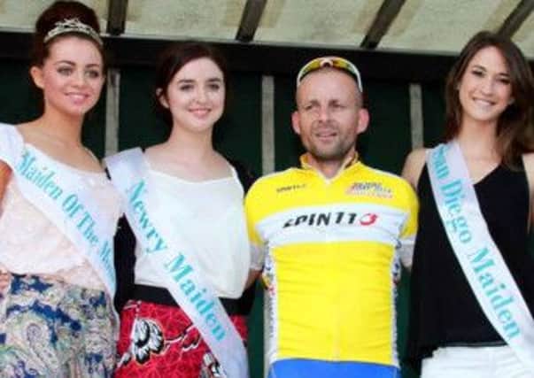 Gavin receives his yellow jersey in Newry.