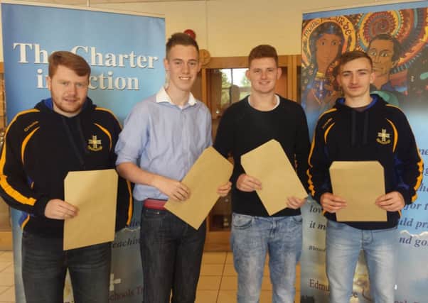 Celebrating exam success at Edmund Rice College are Aiden Harris, Ryan Morrison, Conor McConnell and Ronan ONeill. INNT 35-517CON