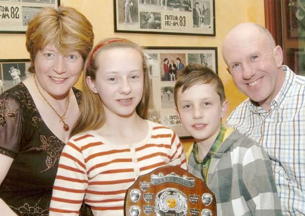 Hannah Wiley (13) who was killed when her horse fell on top of her at the Eglinton Equestrain Centre on Friday night, pictured with her mum and dad Ethna and Edmund and her brother Aaron.