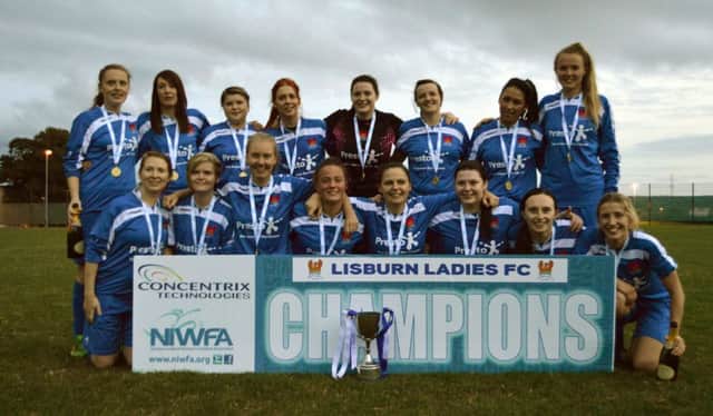Lisburn Ladies with the Concentrix NIWFA Division 1 League Cup.