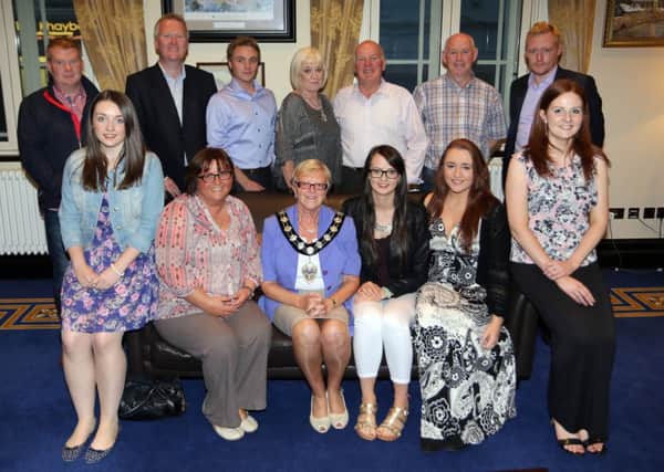 Members of the Ballymena Inter Church Forum habitat group who went to Ethiopia in July 2014, are pictured with the Mayor of Ballymena, Cllr. Audrey Wales, at a special reception in The Braid where they told the Mayor all about their work in Ethiopia. INBT36-212AC