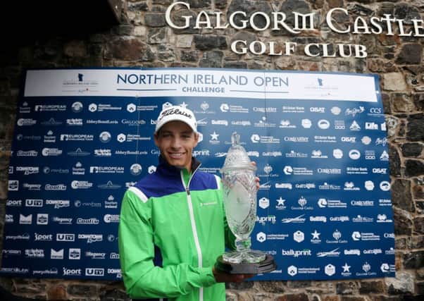 Sweden's Joakim Lagergren pictured with the Northern Ireland Open trophy after his success at Galgorm Castle. Picture: Press Eye.