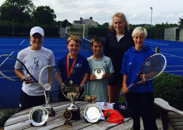 ATT Tennis Club members Kerri Russell, Tristan Ferguson, Caolan McCarroll, Amy Rothwell and Alexis Russell, who achieved a number of successes over the summer.