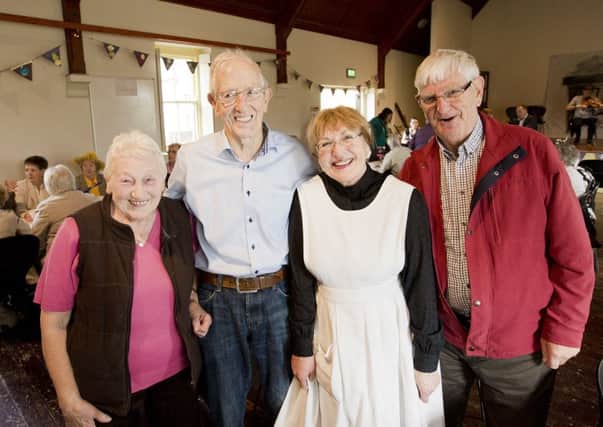 Trevor Robinson, Molly Wallace and Duncan Magee, tenants of The Old Mill, Larne, pictured along with volunteer Lynda Barkley at the Edwardian fun day.  INLT 36-676-CON