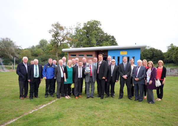 Guests and officials included at Lakeview Park during the civic opening of the revamped AFC Craigavon venue.INLM35-860