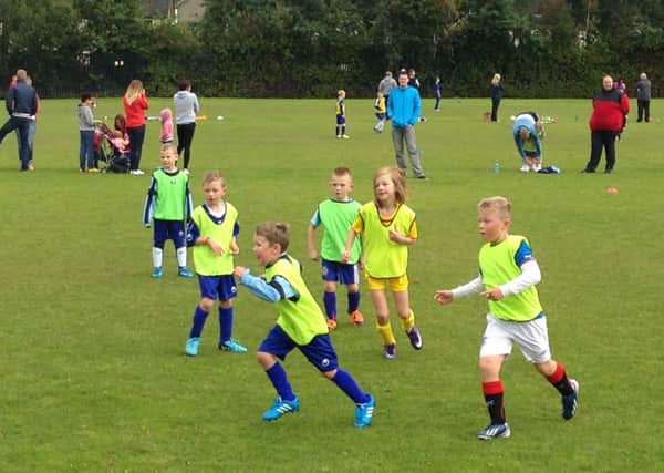 Some of the youngsters who took part in the first day of the Ballymena United Mini Soccer School.