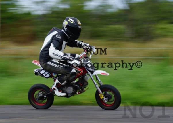 Matthew Patton from Ballymoney this year has been making a name for himself by competing in the mini motorcycle club of Ireland championship which covers all of Ireland! This is his second full season at competing in the pitbike class and with 16 wins out of 23 he his now well in front of 2nd place of the production championship. And with only three rounds left he could be crown champion with two rounds remaining in the championship.The next round which is at the famous Aghadowey 20th September from 10am-5pm. Free admission for all spectors come along and show your support for the local man . inbm37-14s