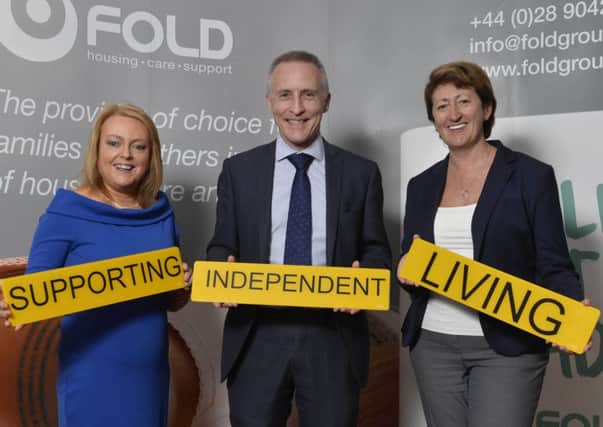 Driving the agenda for independent living for older people are Eileen Patterson, Fold Housing Assocation, Roy Hamill, Northern Health & Social Care Trust and Mags Lightboday, Chief Executive of the Housing Executive at the launch of Folds Floating Support Service in Ballymena.