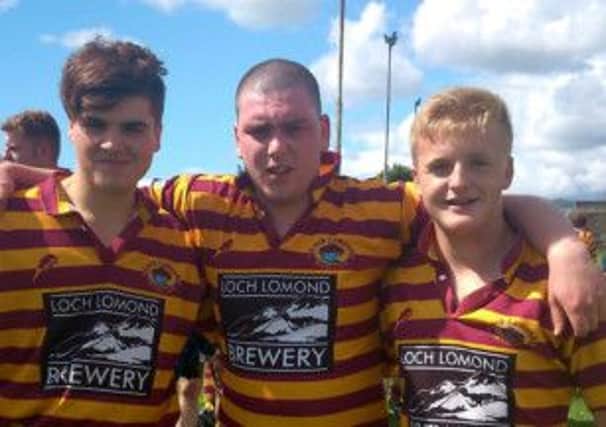 Josh, Ryan and Cameron who joined forces for Loch Lomond Rugby Club.