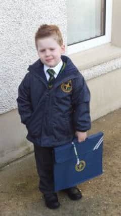 Jack Pollock's first day in P1 at St Brigids and St Patrick's, Ballycastle. Inbm37-14s