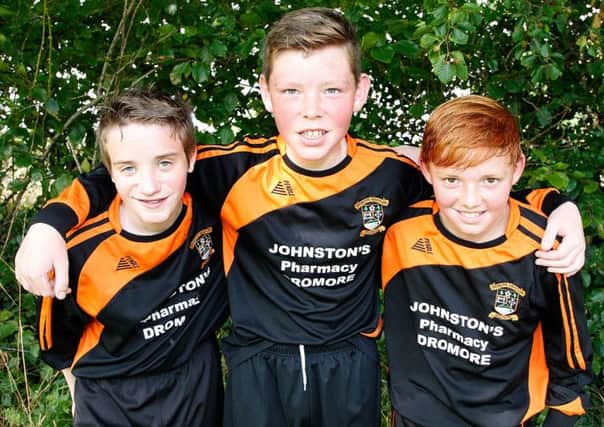 Euan, Karl and Adam who scored six goals between them for Dromore Amateurs U13s at the weekend against Lisdrum Celtic.