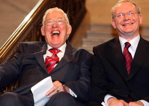 Ian Paisley, First Minister and Martin McGuinness Deputy First Minister,after being sworn in as Ministers of the Northern Ireland Assembley, Stormont,Tuesday May 8th, 2007.