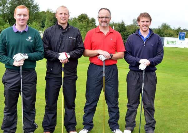 Keith Clements, Graham Murray, James McClintock and Simon Finlay ready to tee off at Galgorm Castle Golf Club on Saturday in the JP Lowry event. INBT 35-902H