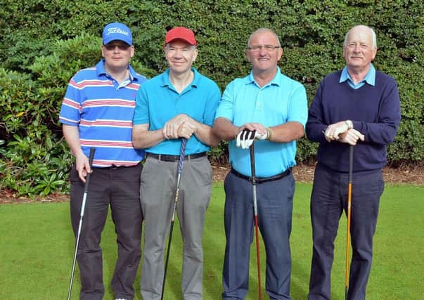 Ryan Hamill, Terry O'Neill, Ivan Hamilton and Gareth Hamill, competing in the Michelin-sponsored event at Ballymena Golf Club. INBT 37-907H