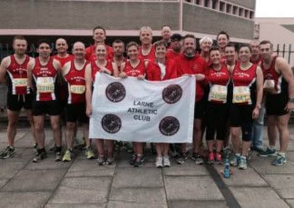 Larne AC members at Sunday's Belfast City Half Marathon. INLT 38-903-CON