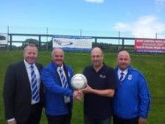 Massive appreciation to long term sponsor Jason Trimble of Trim-Tech Graphics for his Match Ball Sponsorship before last week's game. Included is: Ian Johnstone, Club Secretary, Geoffrey Cochrane, Fundraising Coordinator and Neil Anderson, Senior Coordinator with Jason Trimble.