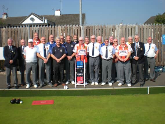 Some of the Veterans taking part in the Finals including Robert Madden, Vice President of the the Irish Bowling Association and Kiernan Adams, President of the NIPBA.