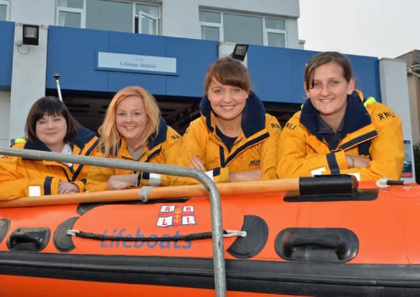 Larne RNLI crew members (from left) Catherine Callaghan, Samantha Agnew, Fiona Kirkpatrick and Pamela Dorman. INLT 39-012-PSB
