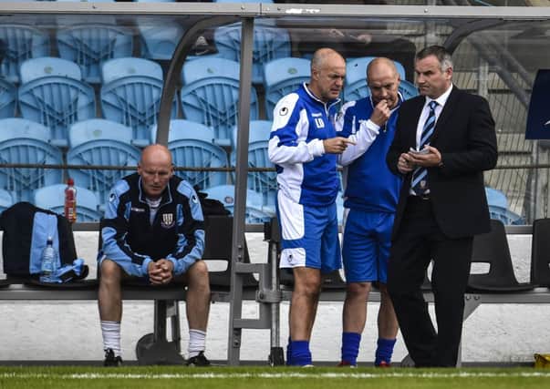 Ballymena United manager Glenn Ferguson and his coaching staff are aiming to mastermind a 'derby' victory at Coleraine this Saturday. Picture: Press Eye.