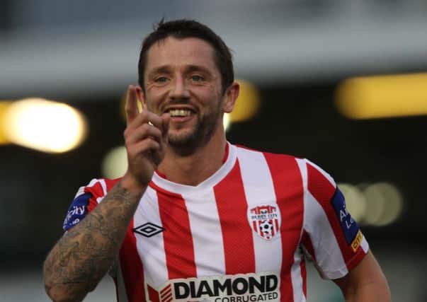 Derry City's Rory Patterson celebrates after scoring. Picture by Ed Scannell.