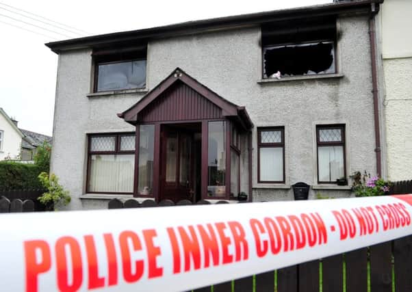 The scene of the house fire at Moyallen Terrace, Coalisland which happened in the early hours of Tuesday morning.INTT3914-303