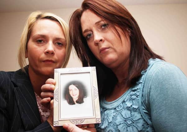Josie McCallion, and Patricia O'Brien sisters of the late Maread McCallion who was killed after sustaining serious head injuries in Febuary of this year. Mairead's former partner Noel Knox appeared in court charged with murder. but in court the PPS dropped the murder charge and 50 year old walked free.PICTURE MARK JAMIESON.