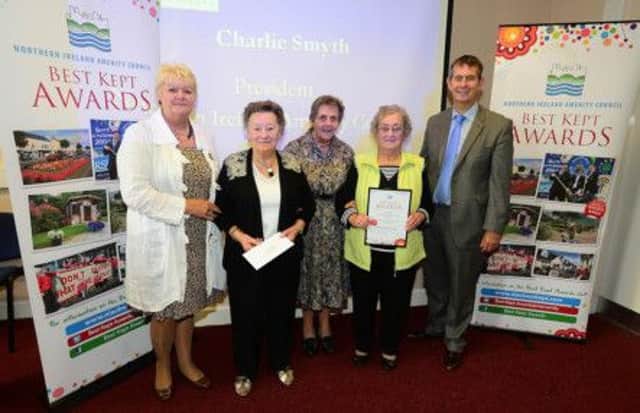 Pictured (l-r): Isobel Kidd, Head of Day Service at The Northern Trust, Jean Scott from Moneymore Medical Centre, Doreen Muskett MBE, Chair of the Northern Ireland Amenity Council, Violet Swanson from Moneymore Medical Centre and the Health Minister Edwin Poots.