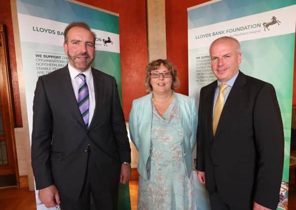 The Lloyds Bank Foundation for Northern Ireland has celebrated the work of organisations that are making a difference to the lives of disadvantaged people. Pictured at the event in Stormont are (left to right) Ken Nelson and Audrey Murray from LEDCOM, which manages the Advance Programme, and Jim McCooe, the Lloyds Banking Group Ambassador for Northern Ireland.  INLT 38-676-CON