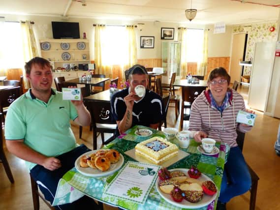David, William and Kerry get set for the Biggest Coffee Morning in the World. INBM39-14S