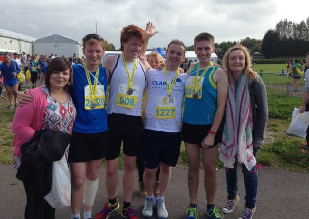 Pictured with Cllr Wilson at the Kings Hall last weekend are fellow runners Luke Kernohan, Adam Kernohan, and Mark Kernohan, along with Anna Jackson, Anne Kernohan and Ashlie Loney. INCT 39-719-CON