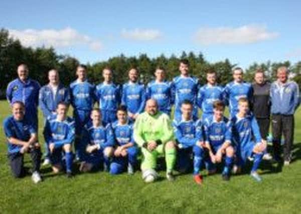 Mossley FC pictured in their new kit, sponsored by Ballyclare Coal and Gas. INLT 38-903-CON Photo: David Holmes